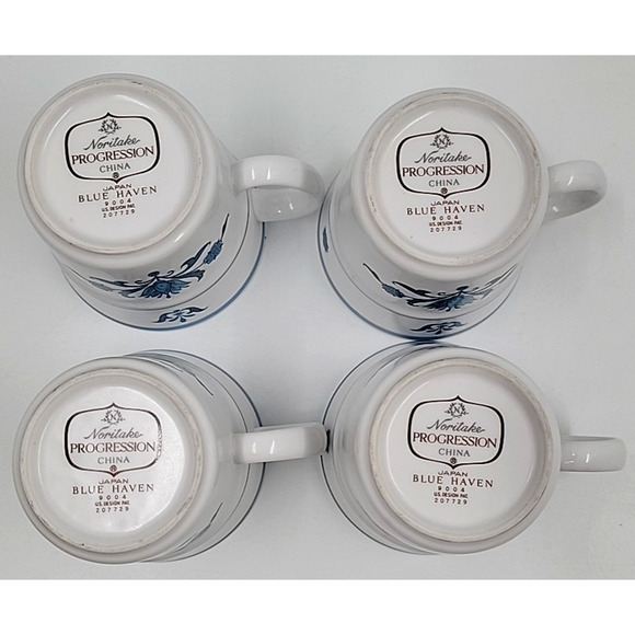 Noritake 9004 Blue Haven Floral Flat Cup Coffee Mug 1966-1979 Japan Lot of 4 - Picture 5 of 5